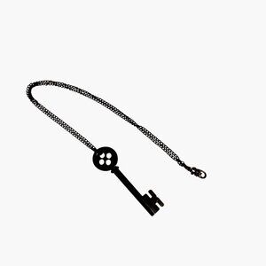 Skeleton Key Pendant Black Chain Necklace